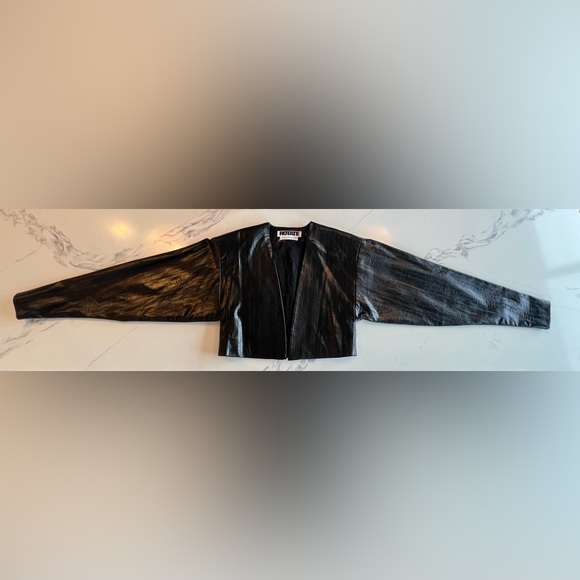 Rotate Birger Christensen Cropped Vegan Leather Jacket, Black, size 2 - Picture 8 of 15